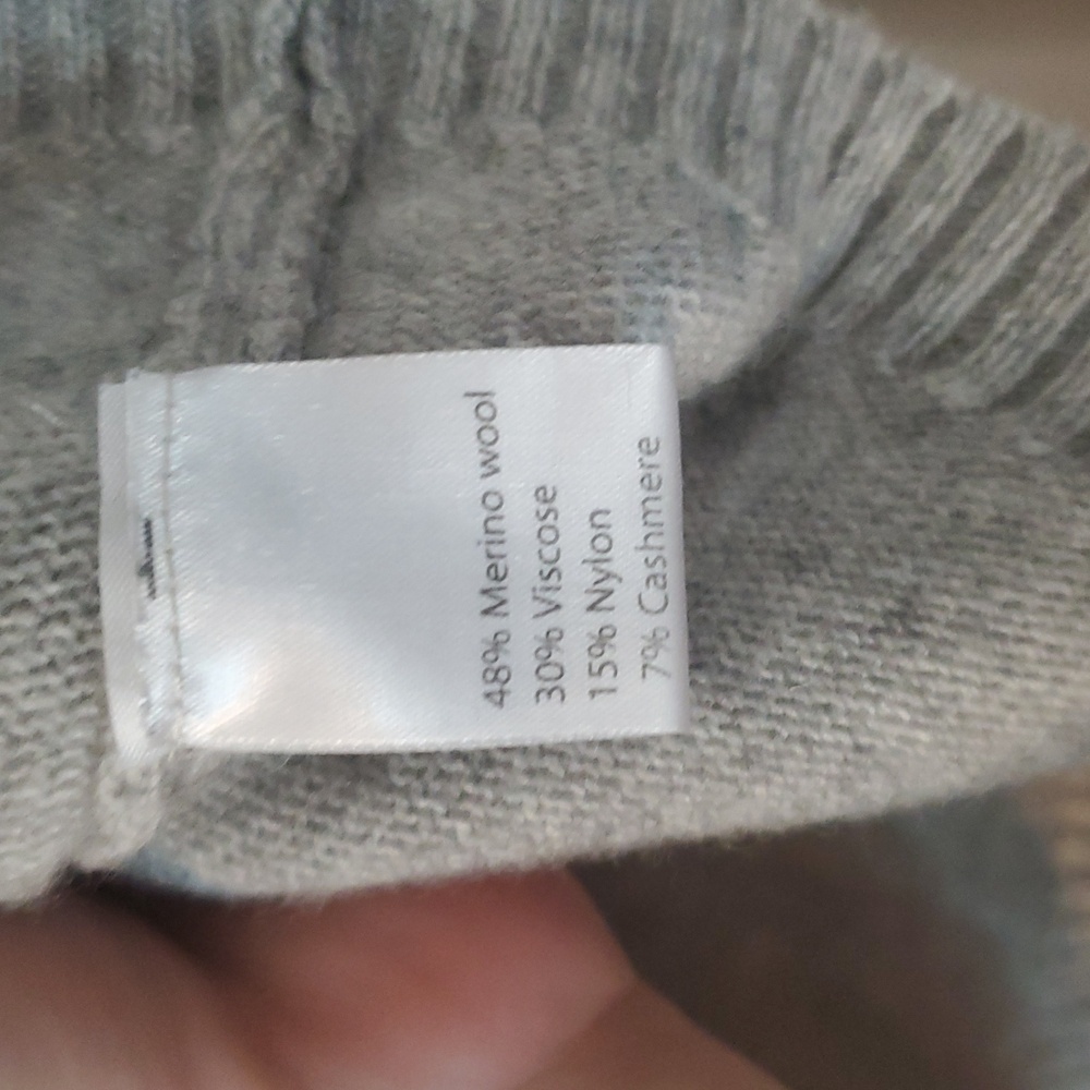 Benedetta B. Merino Wool Cashmere Blend Grey Scoopneck Sweater Size XL Polkadots - Picture 3 of 10